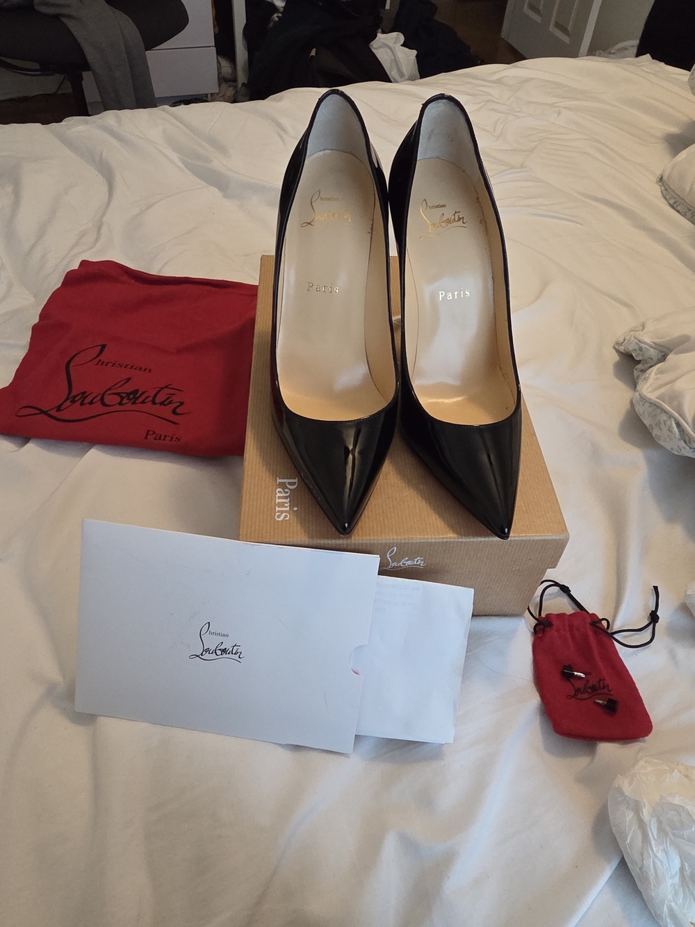 Christian Louboutin Kate 100 Black Patent Pumps